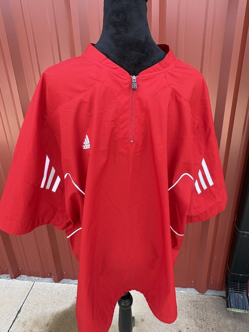 Adidas Red Team Pullover Half-Zip Jacket XL - Lightweight Sports Outerwear